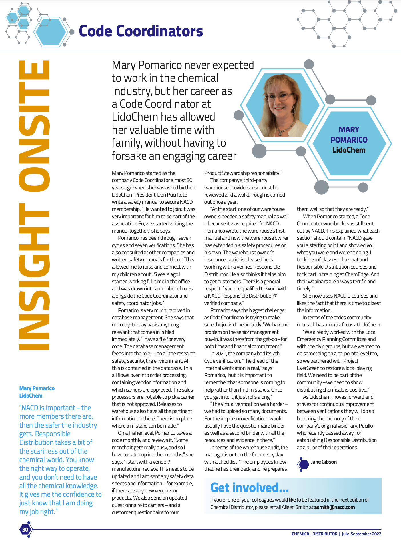 , Mary Pomarico of LidoChem, Inc. featured in the latest edition of Chemical Distributor Magazine